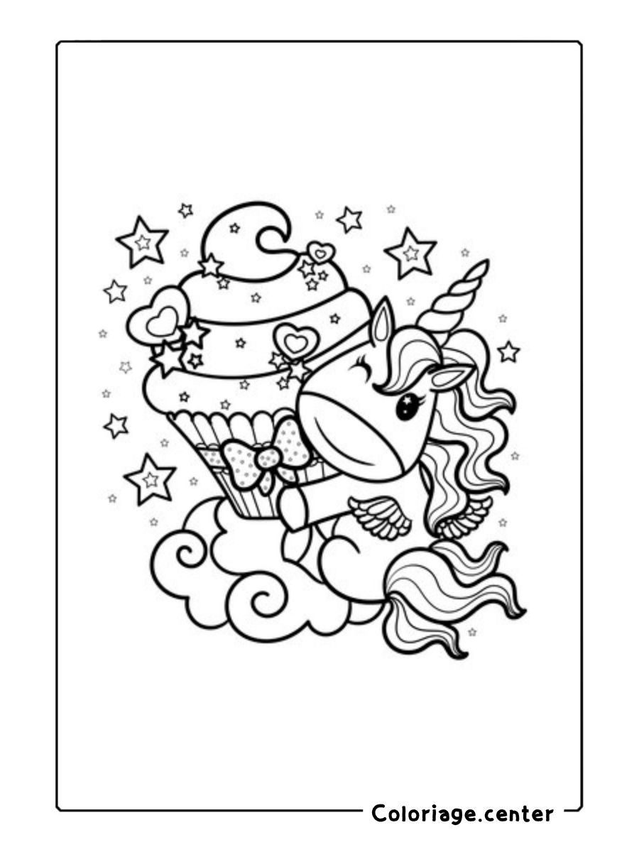 coloriage gateau licorne