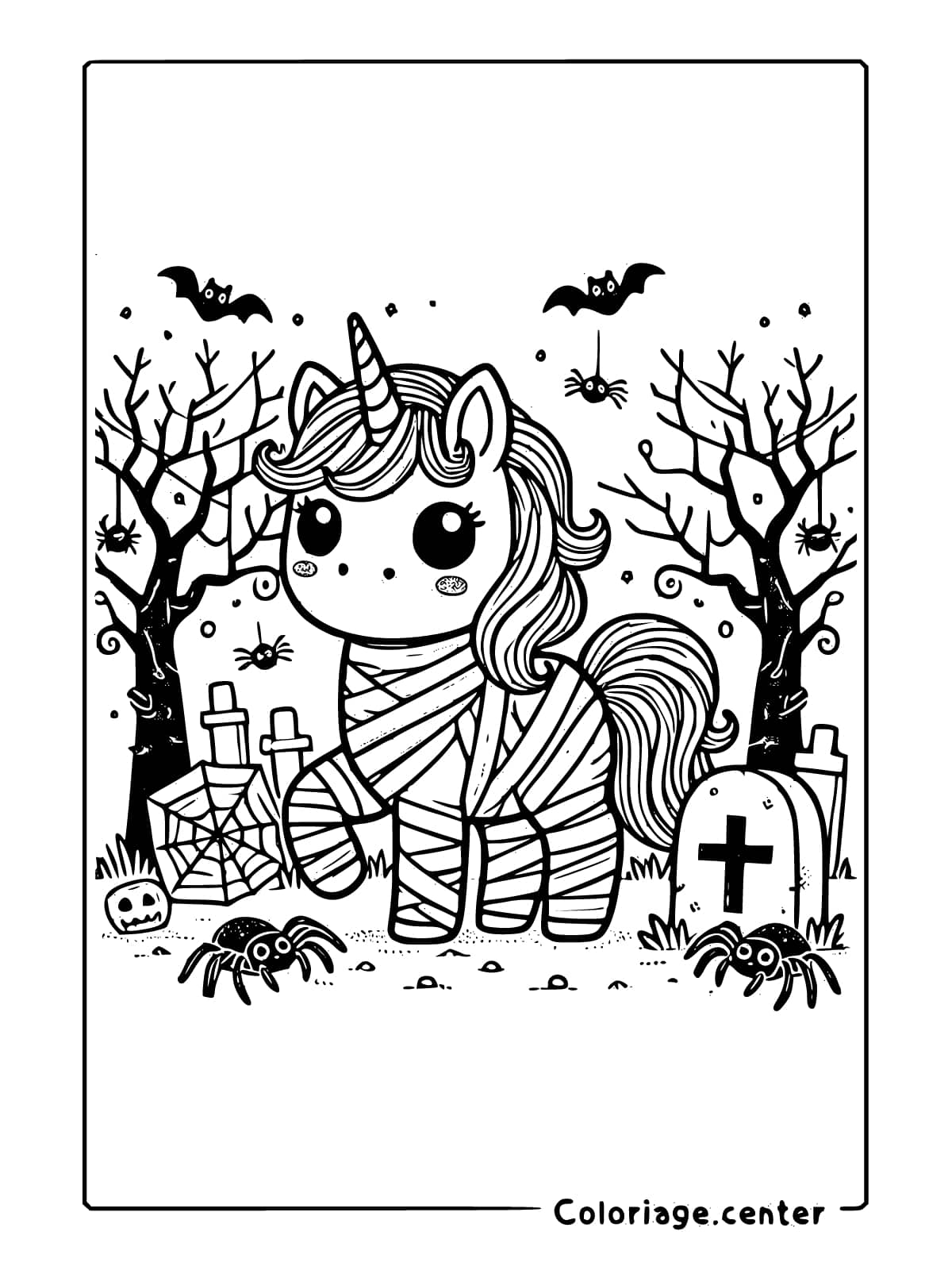 coloriage halloween licorne gratuit