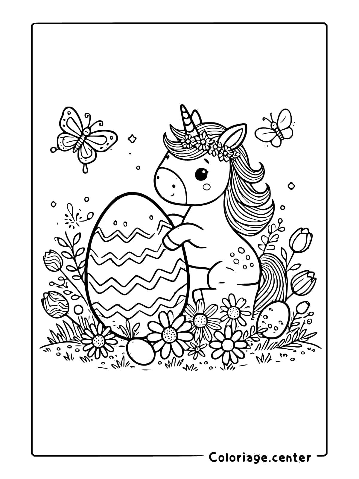 coloriage licorne de paques gratuit