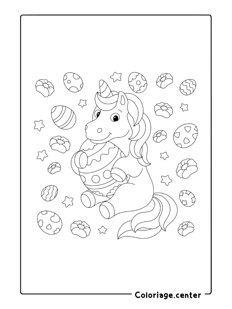 coloriage licorne de paques