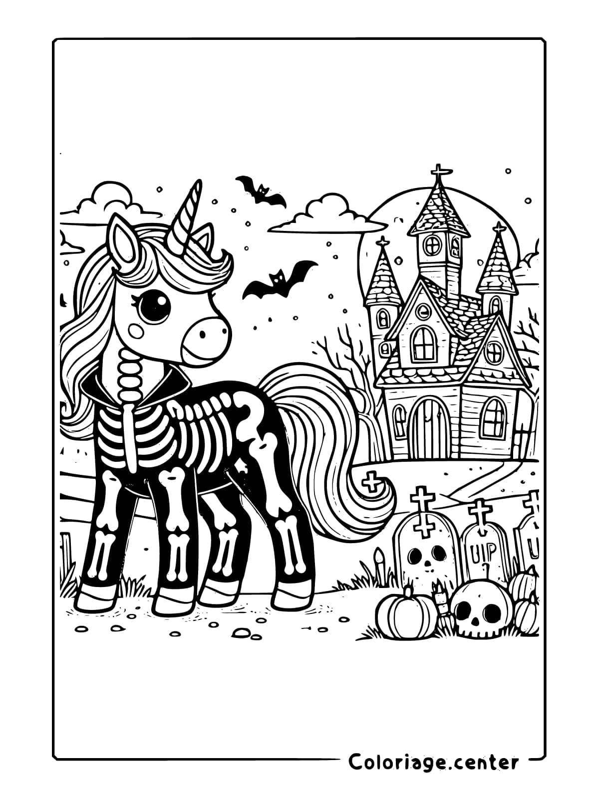 coloriage licorne dhalloween gratuit