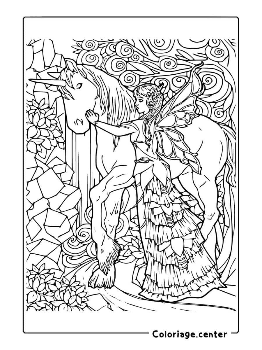 coloriage licorne fée