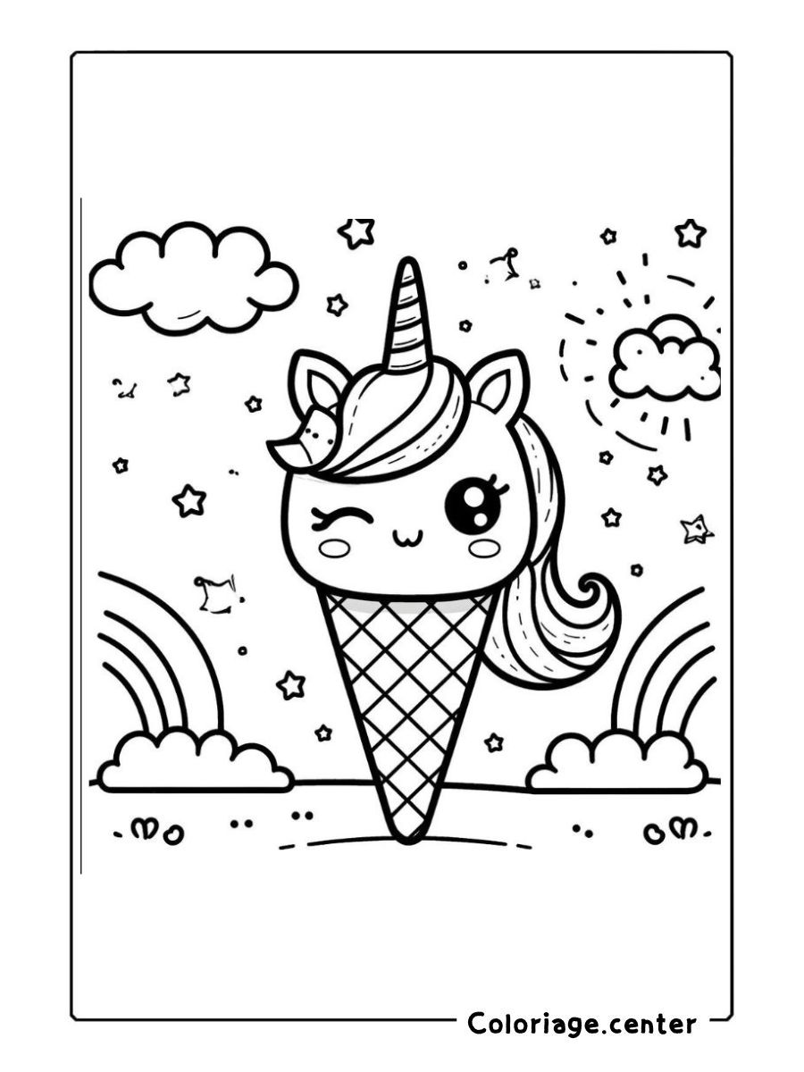 coloriage licorne glace à imprimer