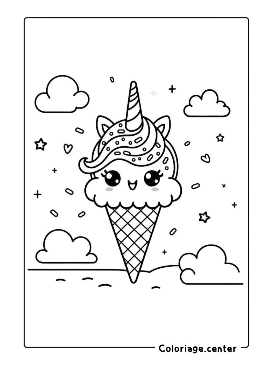 coloriage licorne glace gratuit à imprimer