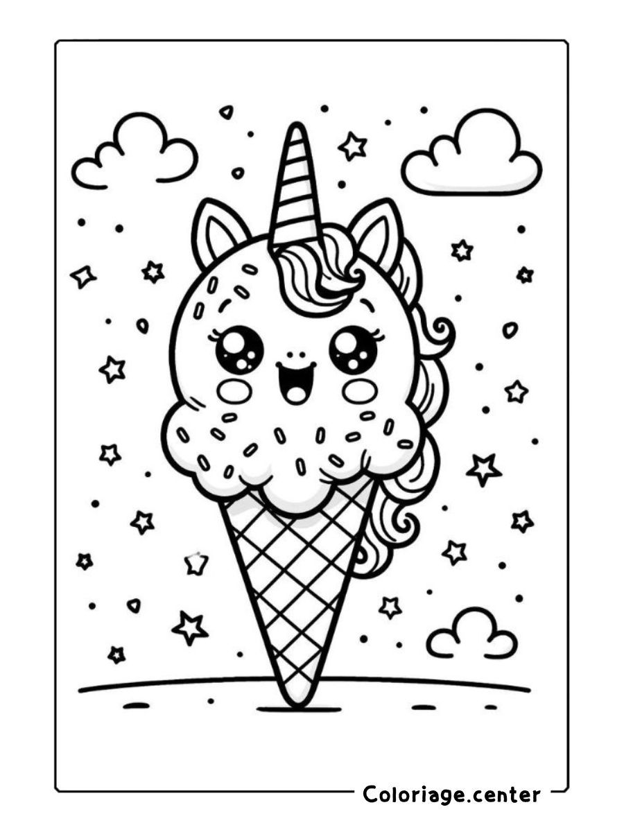 coloriage licorne glace gratuit