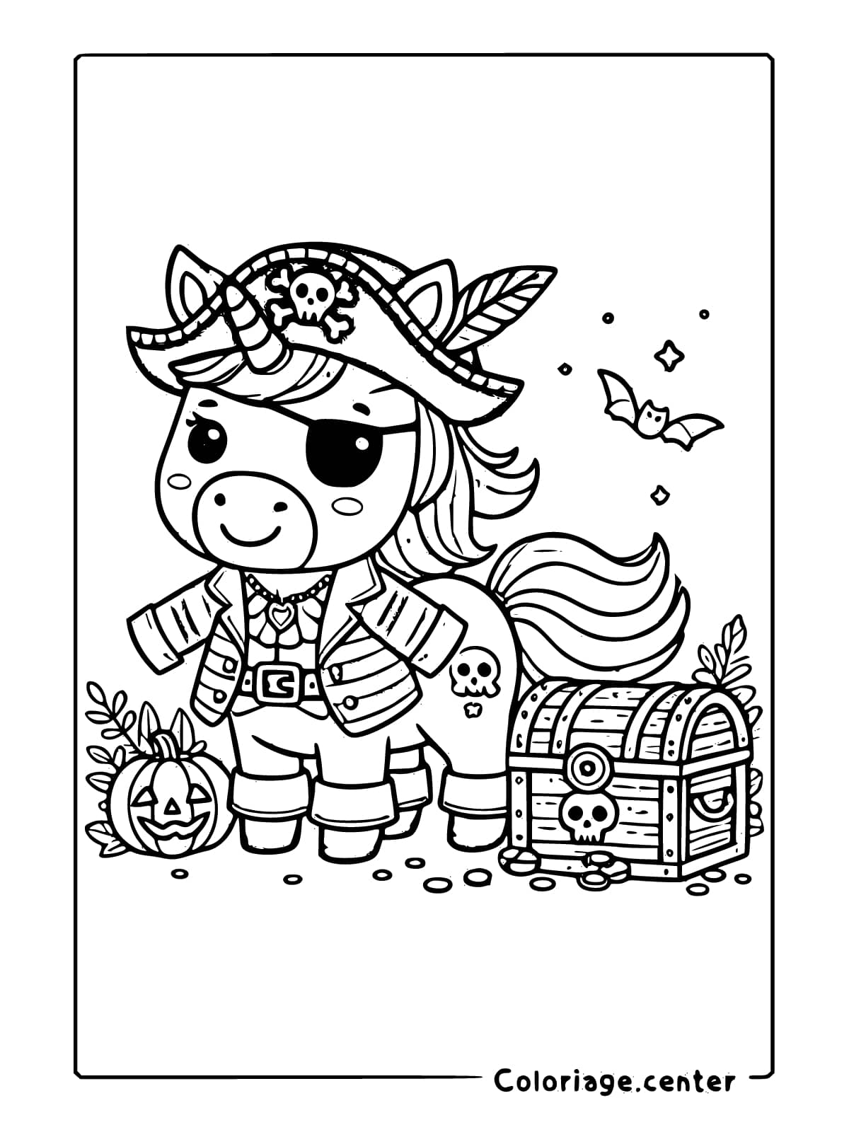 coloriage licorne halloween à imprimer