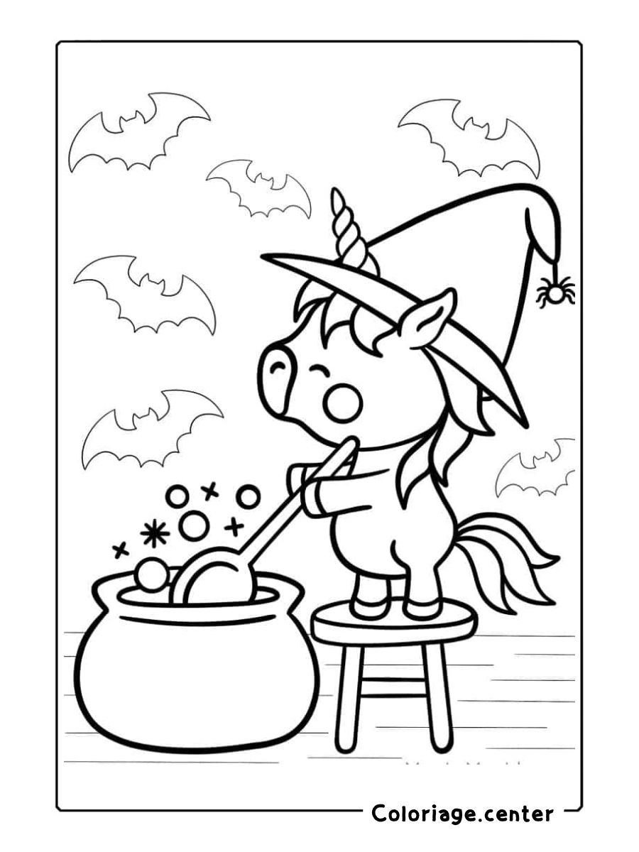 coloriage licorne halloween gratuit