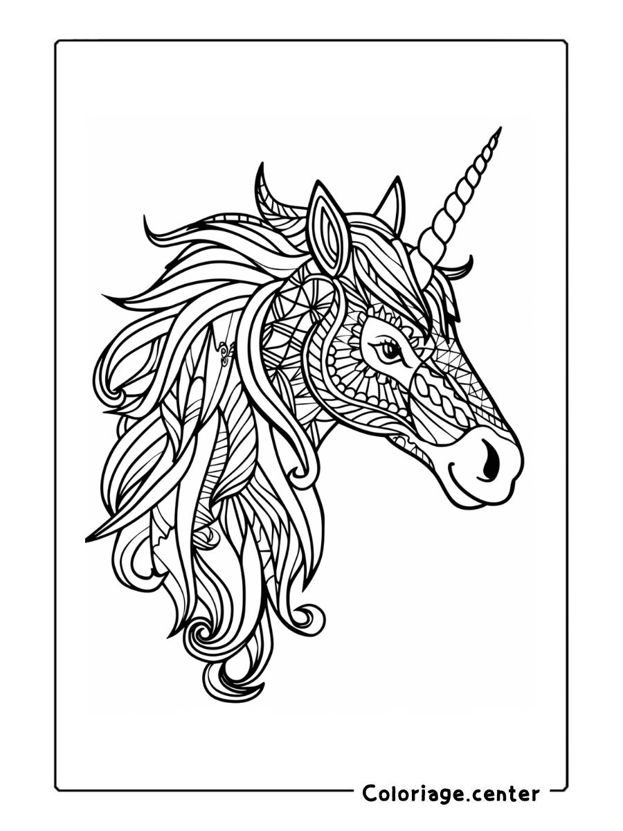 coloriage licorne mandala licorne