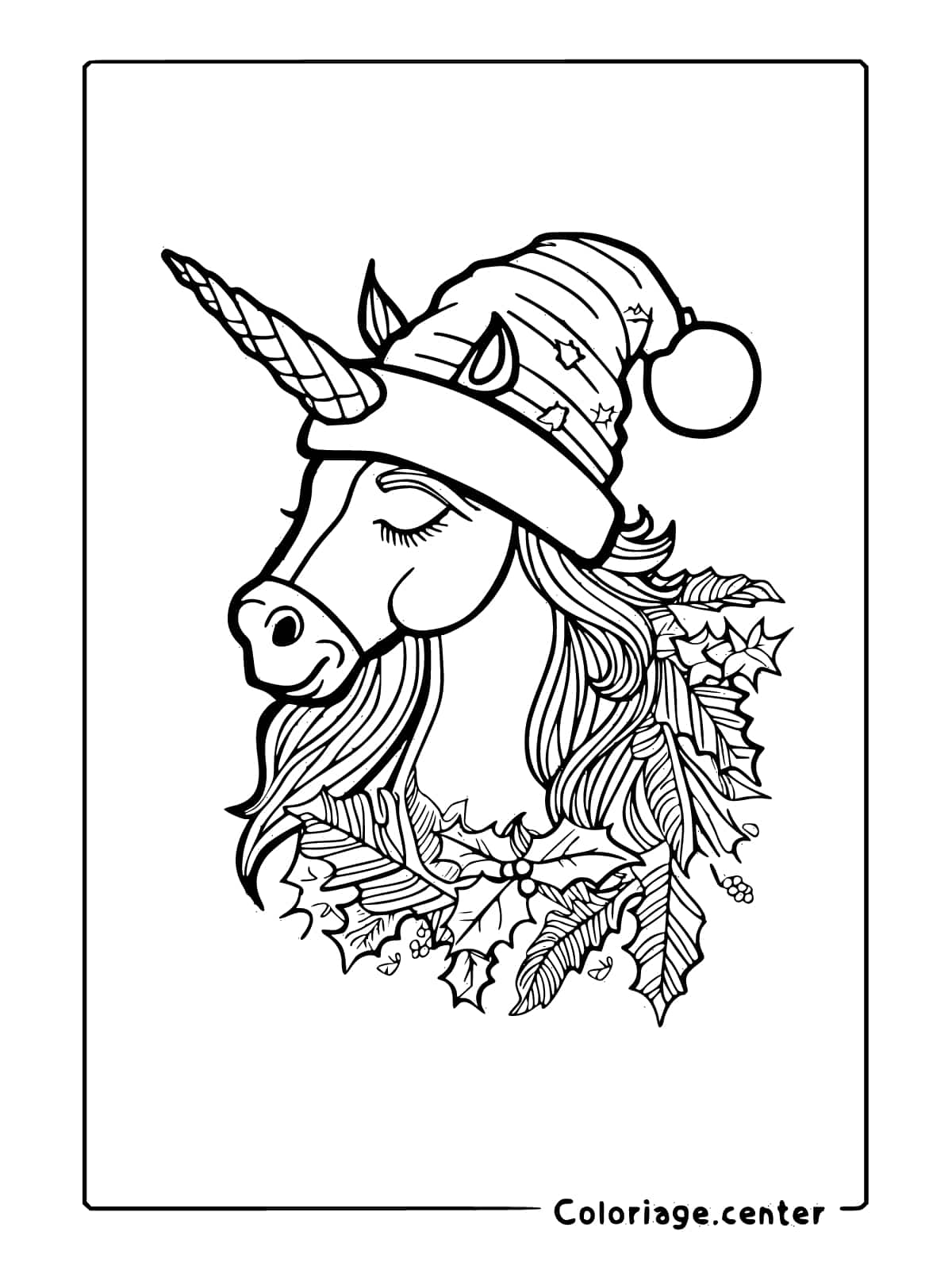 coloriage licorne noel gratuit