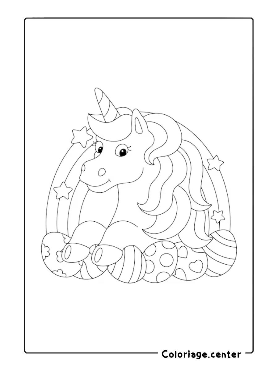 coloriage licorne paques à imprimer