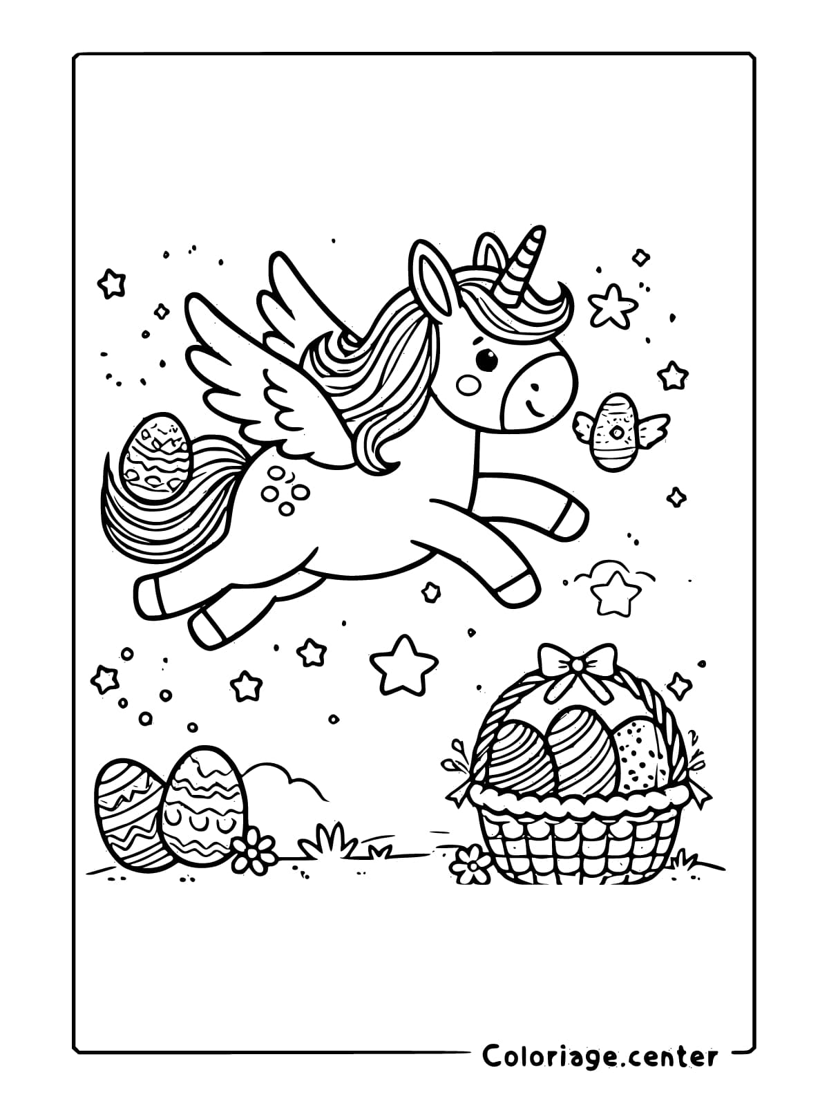 coloriage licorne paques gratuit