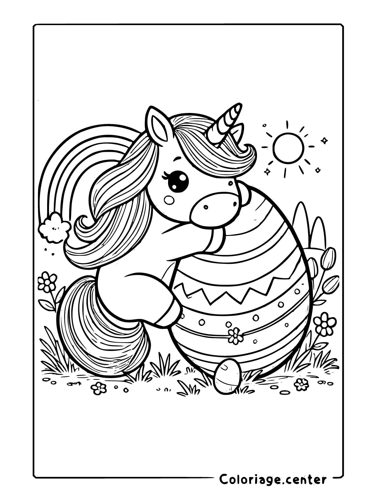 coloriage licorne paques