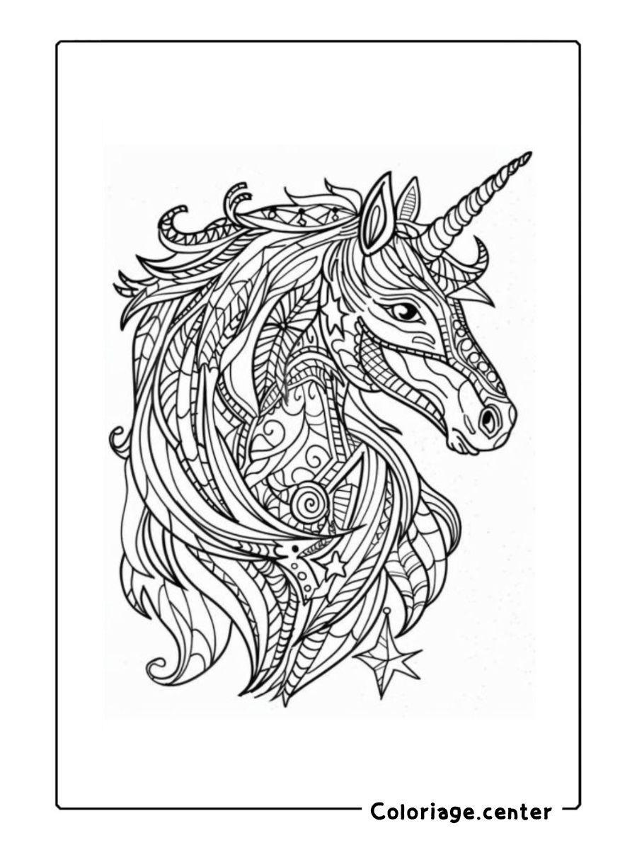 coloriage mandala licorne à imprimer gratuit