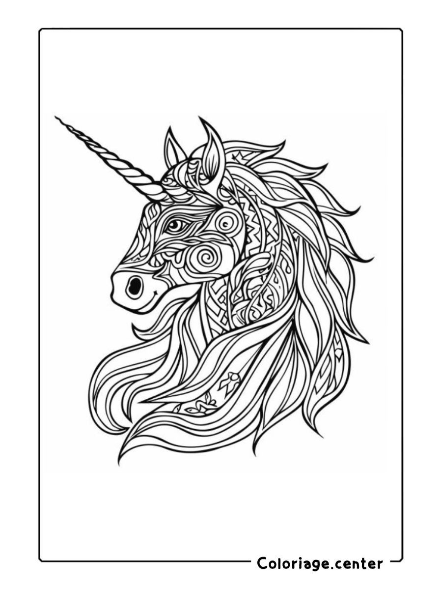 coloriage mandala licorne à imprimer