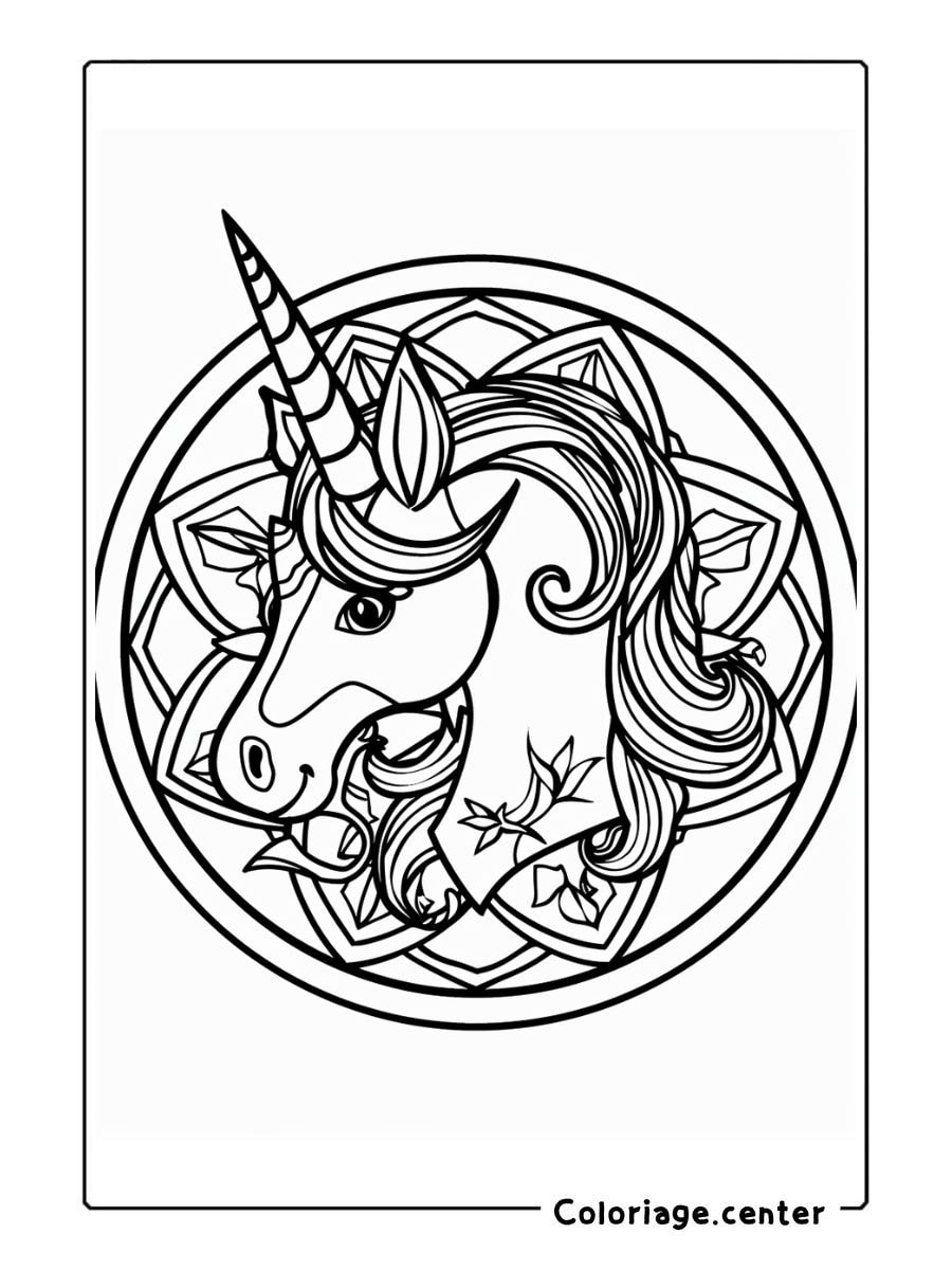 coloriage mandala licorne difficile