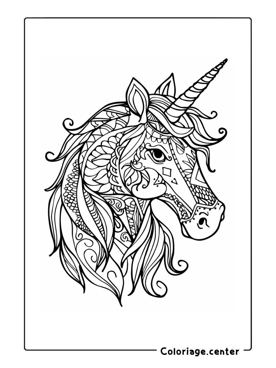 coloriage mandala licorne