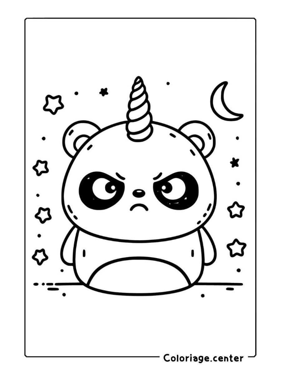 coloriage panda licorne à imprimer