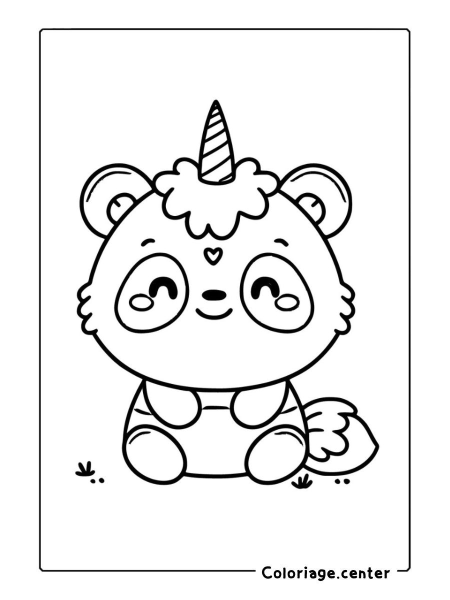 coloriage panda licorne gratuit