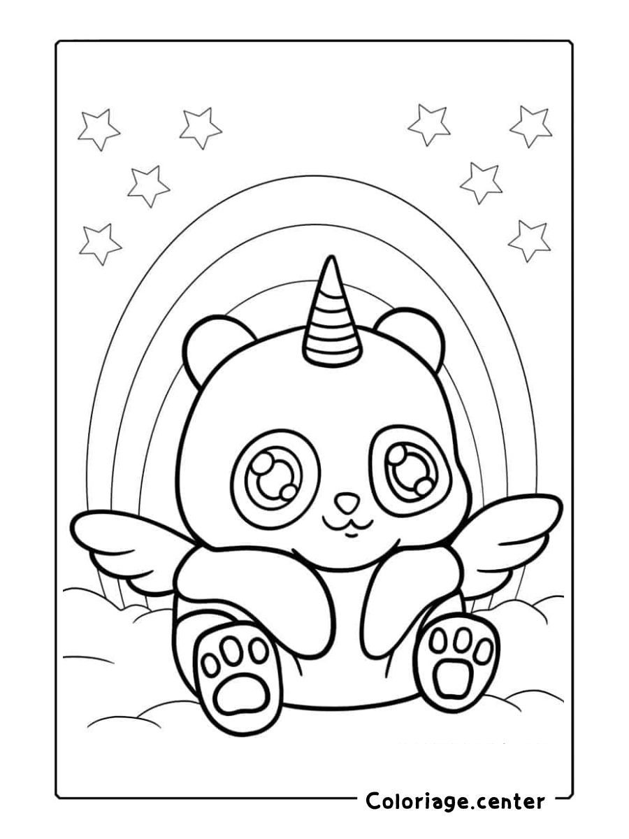 coloriage panda licorne gratuit à imprimer