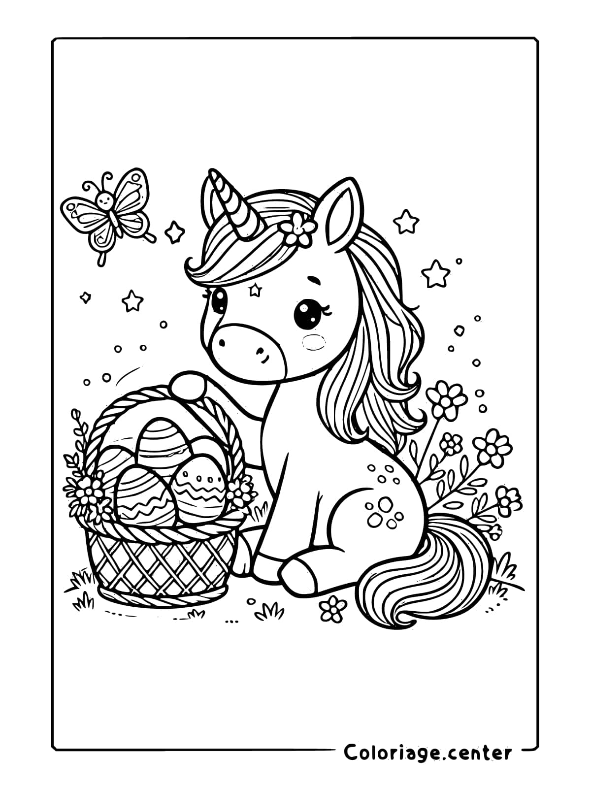 coloriage paques licorne gratuit