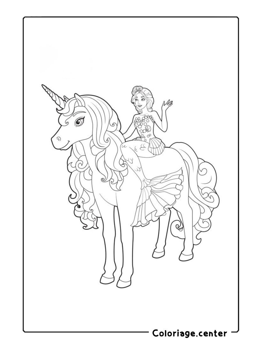 coloriages barbie licorne