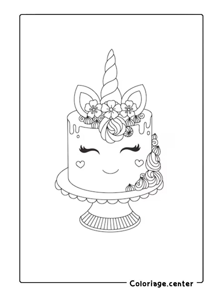 coloriages gateau licorne