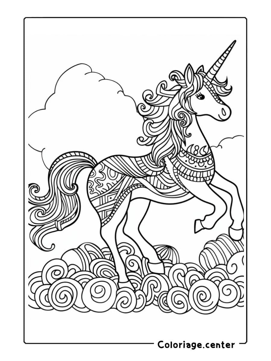 facile coloriage licorne mandala