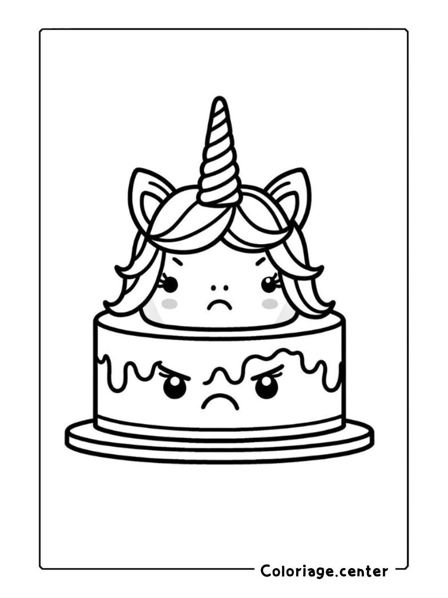 gateau licorne coloriage