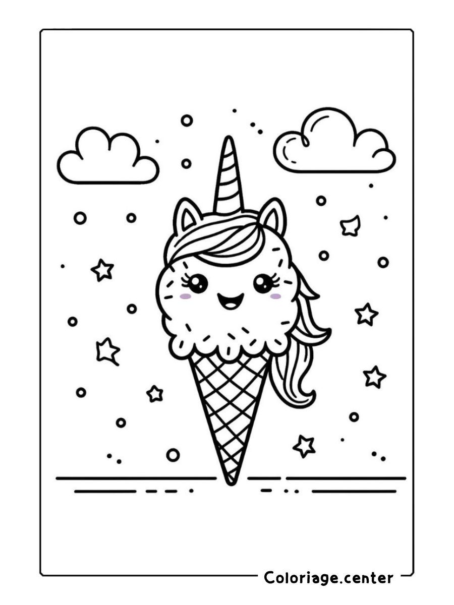 glace licorne coloriage à imprimer