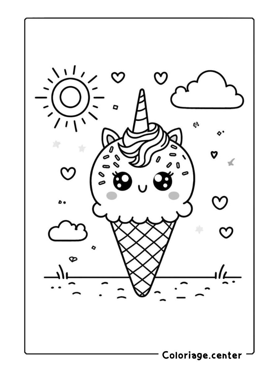 glace licorne coloriage gratuits