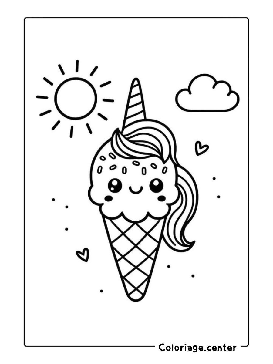 gratuit coloriage glace licorne