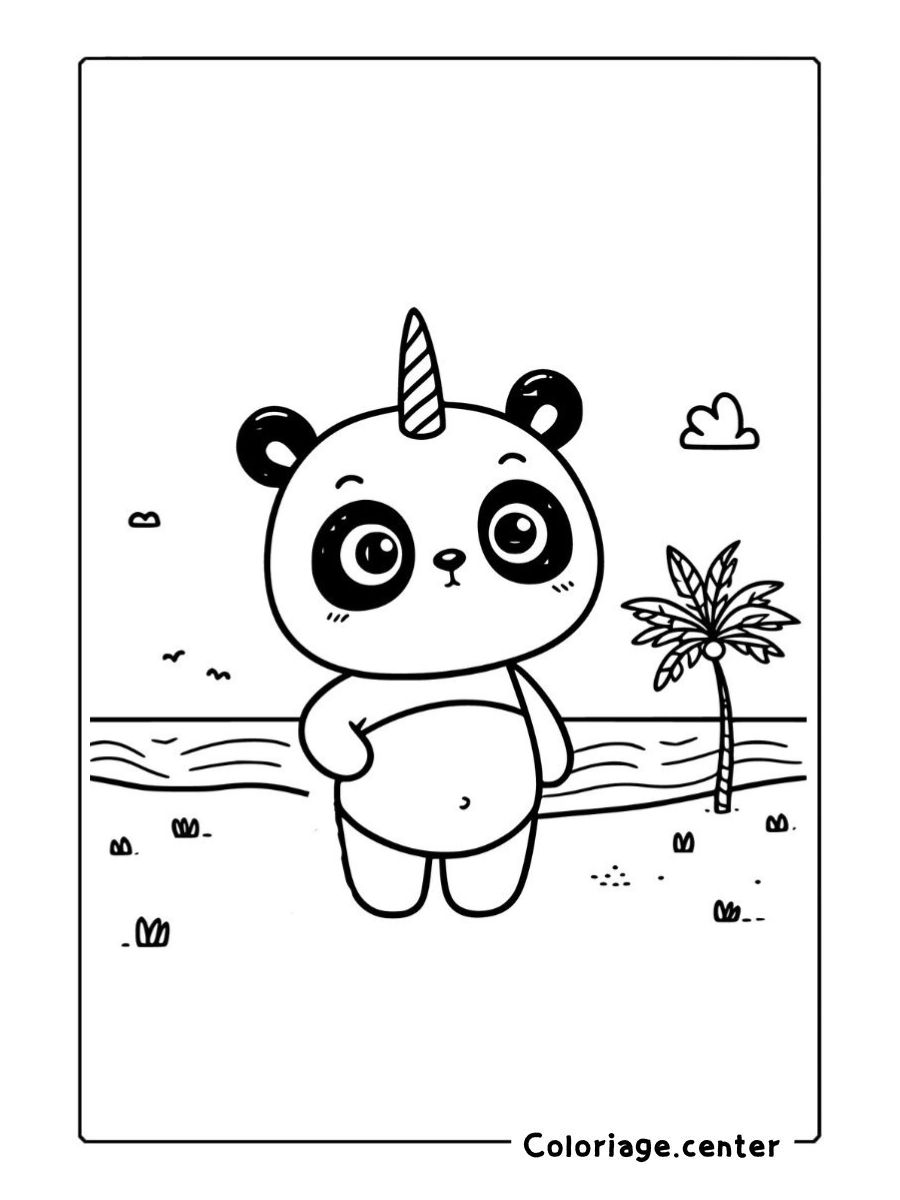 gratuit coloriage panda licorne