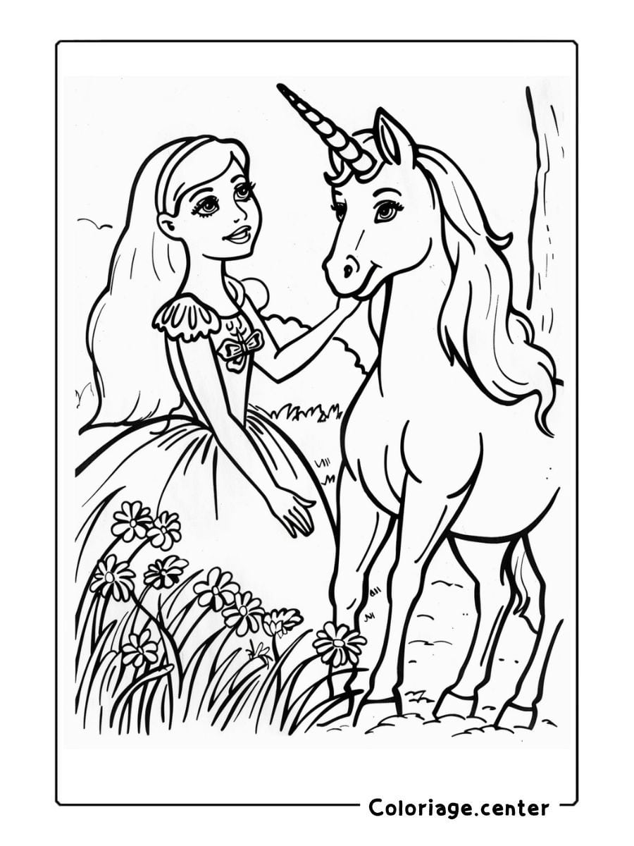 licorne coloriage barbie fée