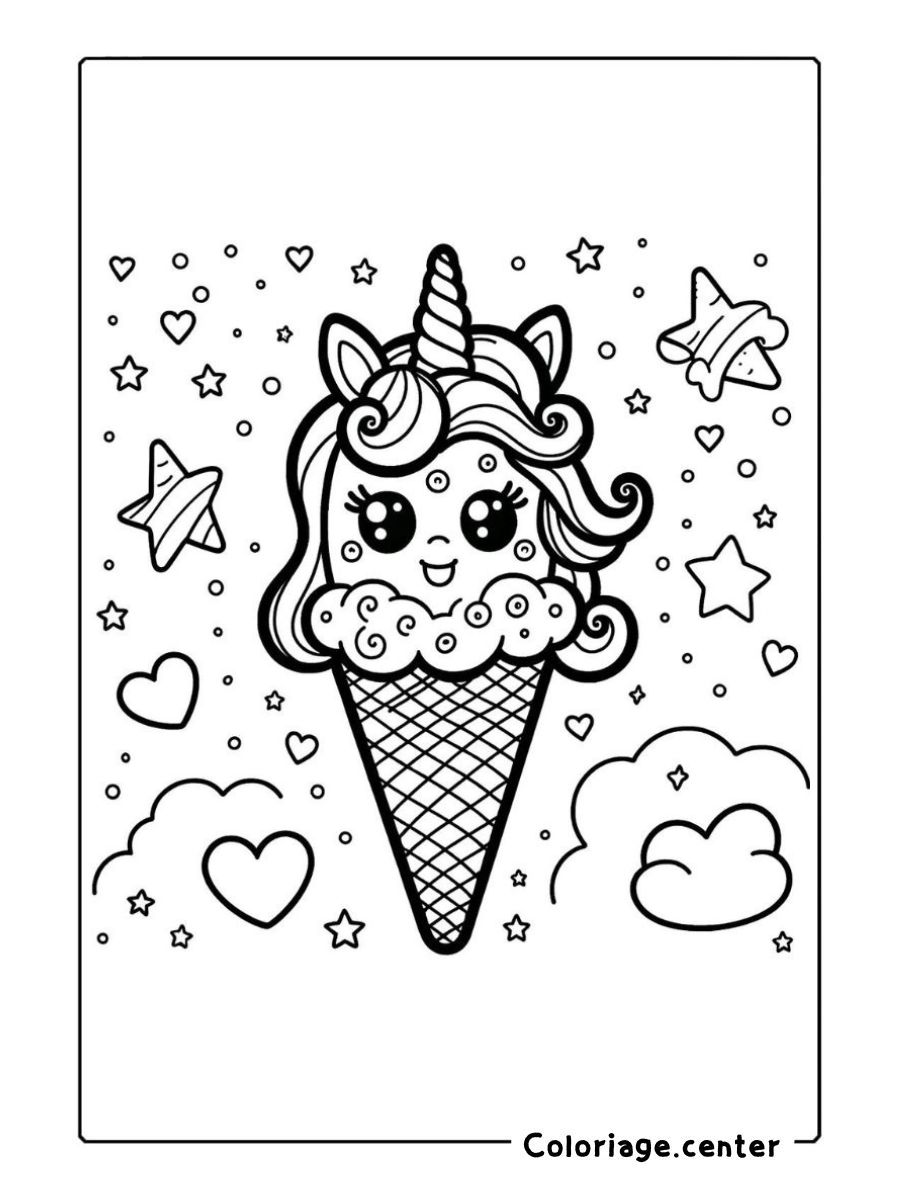 licorne glace coloriage