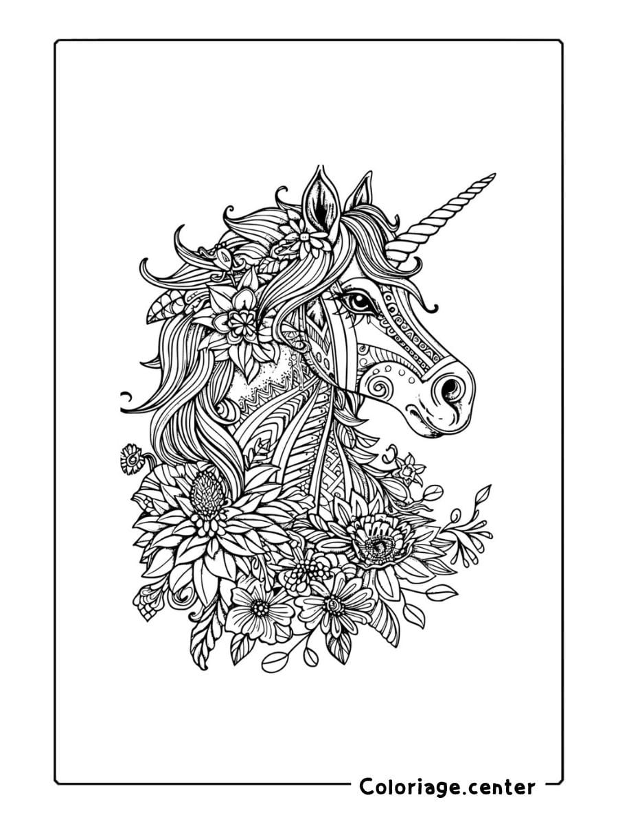 licorne mandala coloriage