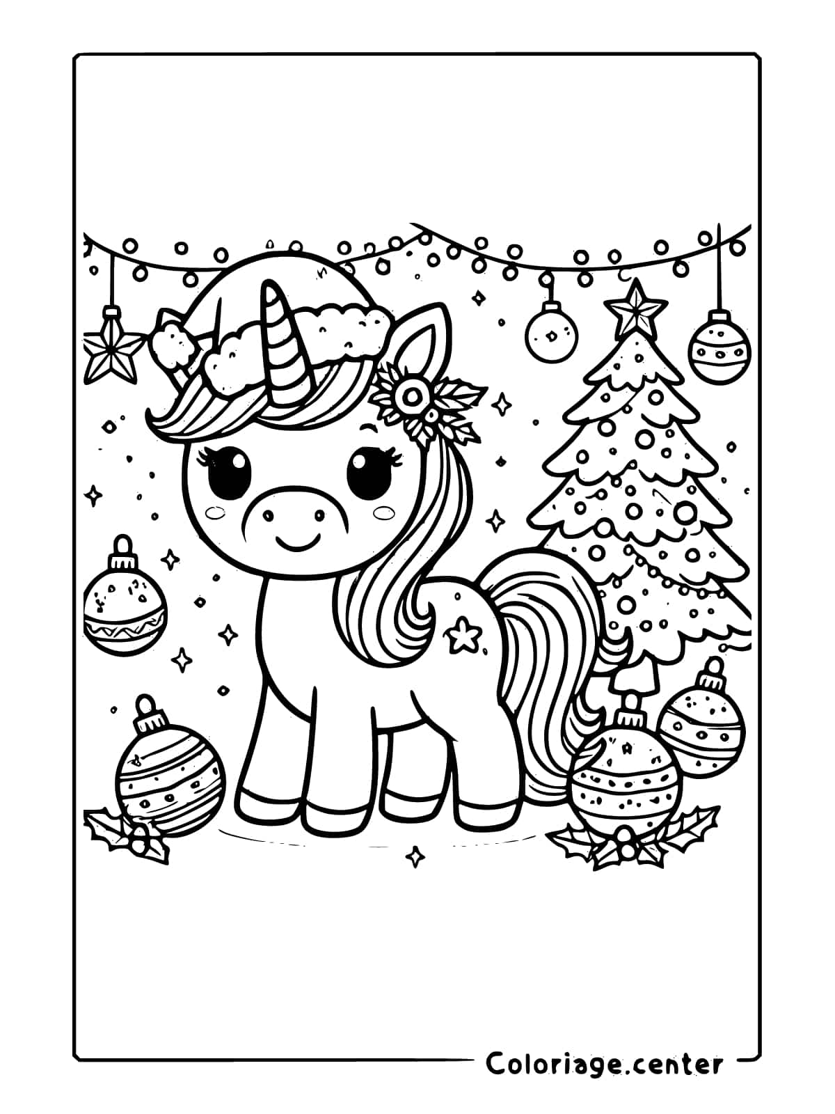 licorne noel coloriage