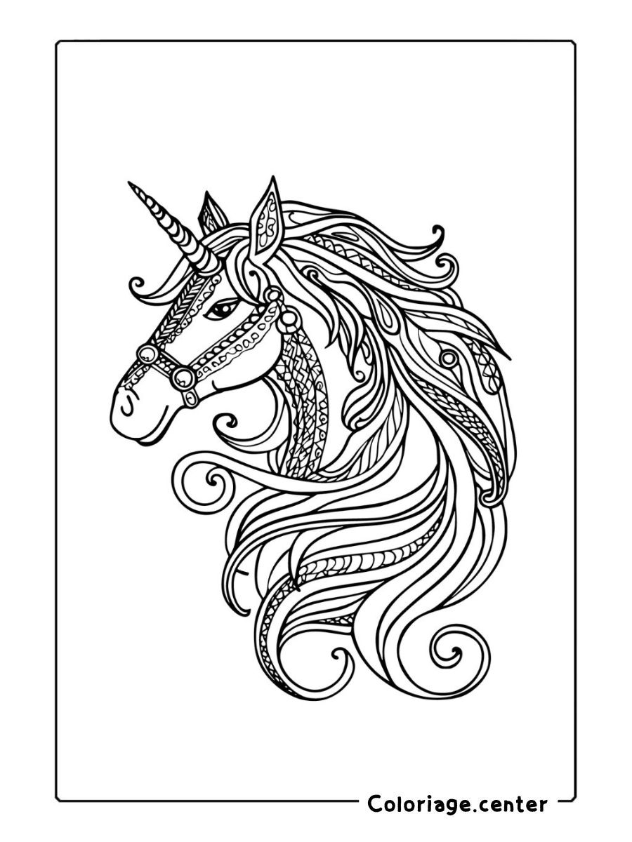 mandala coloriage licorne