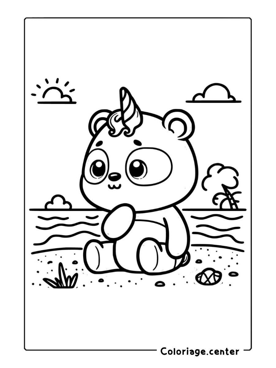 panda licorne coloriage